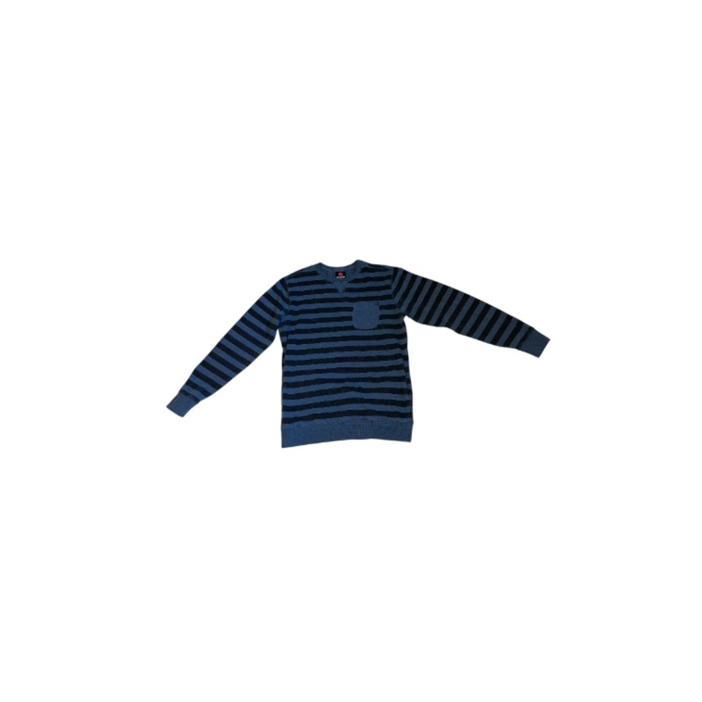Quiksilver Blue and Black Striped Sweatshirt - Men’s Size Large